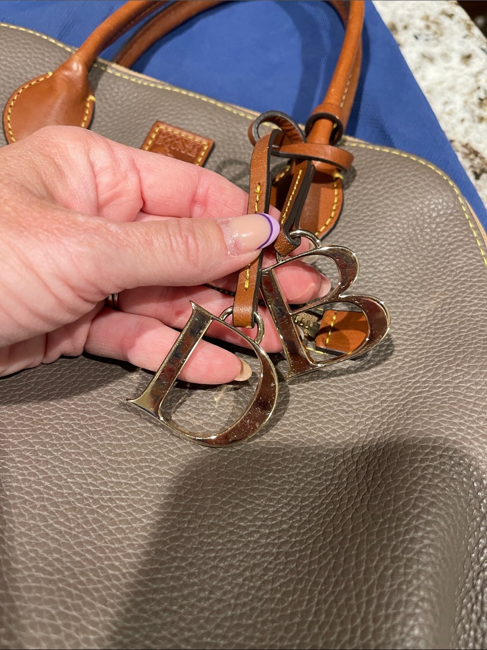 Dooney & Bourke Tall Domed Pebbled Leather Satchel in Elephant with wallet - Picture 11 of 16